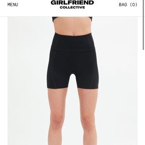Girlfriend Collective NWT Black Shorts + Bra Set Size M